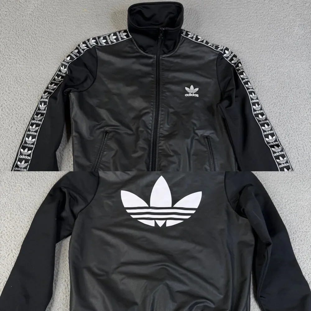 ADIDAS Trefoil Track Jacket Mens M Full Zip Black Performance Retro Streetwear